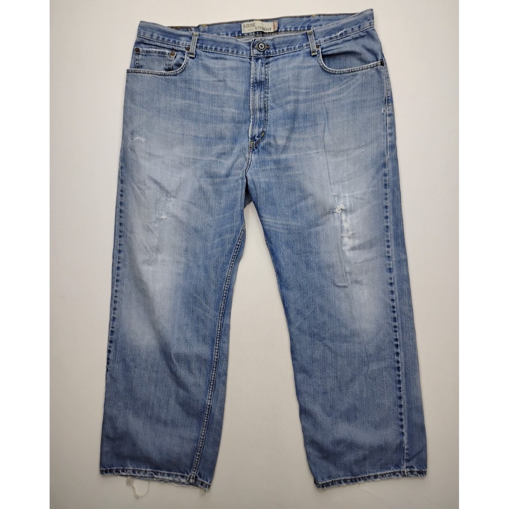 Levi's 569 Loose Straight Jeans Men's‎ 42x32 Y2K Distressed Faded Patched